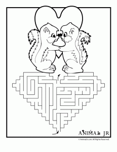 Free printable valentine mazes animal jr