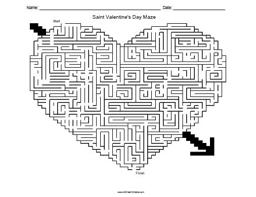Valentines day maze â free printable
