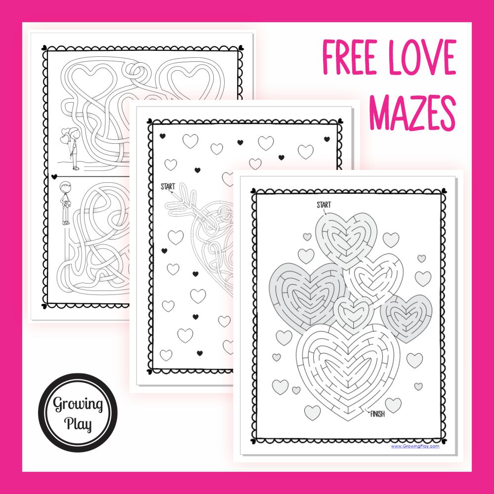 Valentines day maze free printable packet