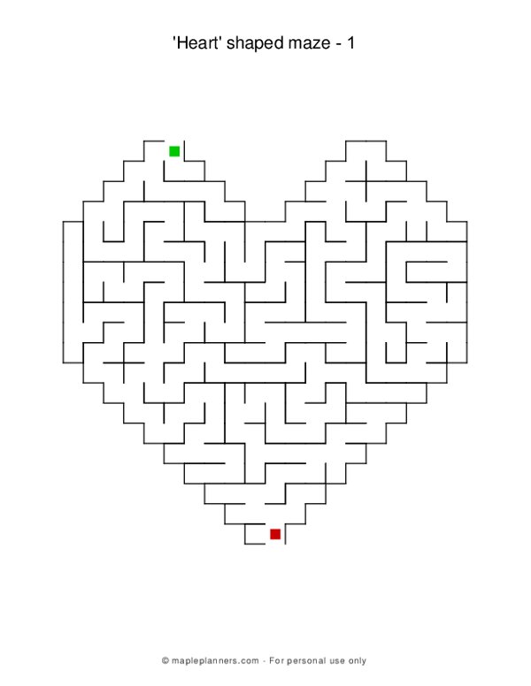 Heart shaped valentine mazes fun brain and memory games