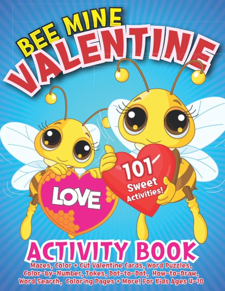 Bee mine valentine activity book sweet activities mazes color cut valentine cards word puzzles color