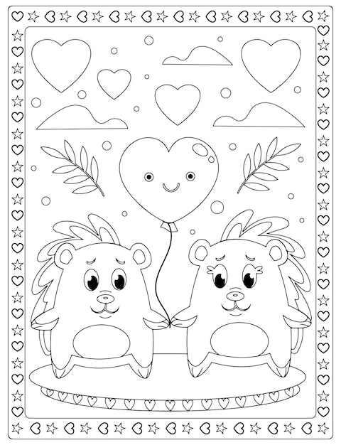 Premium vector valentines day coloring pages