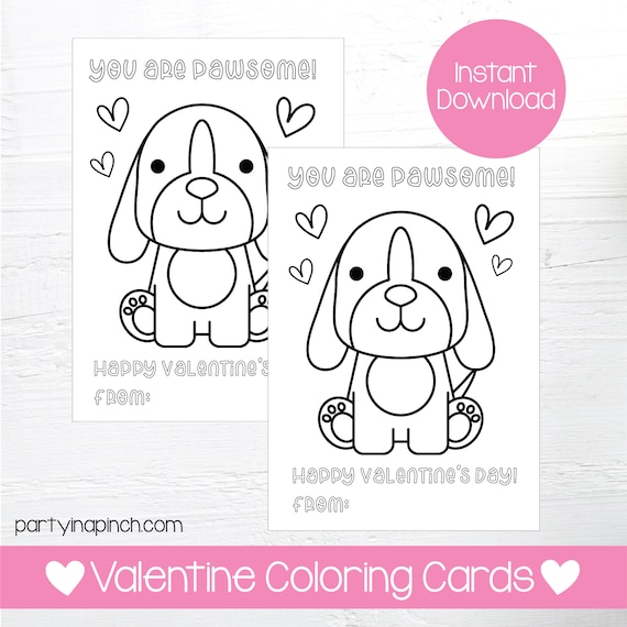 Puppy valentine coloring pages puppy valentine valentines day dog coloring printable coloring card instant download digital