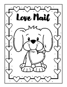 Puppy themed valentine bag labels coloring pages and letter template