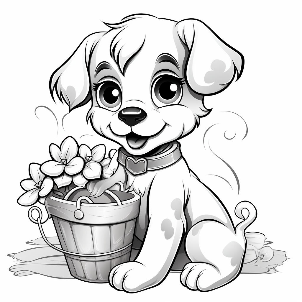 Puppy valentines day coloring pages