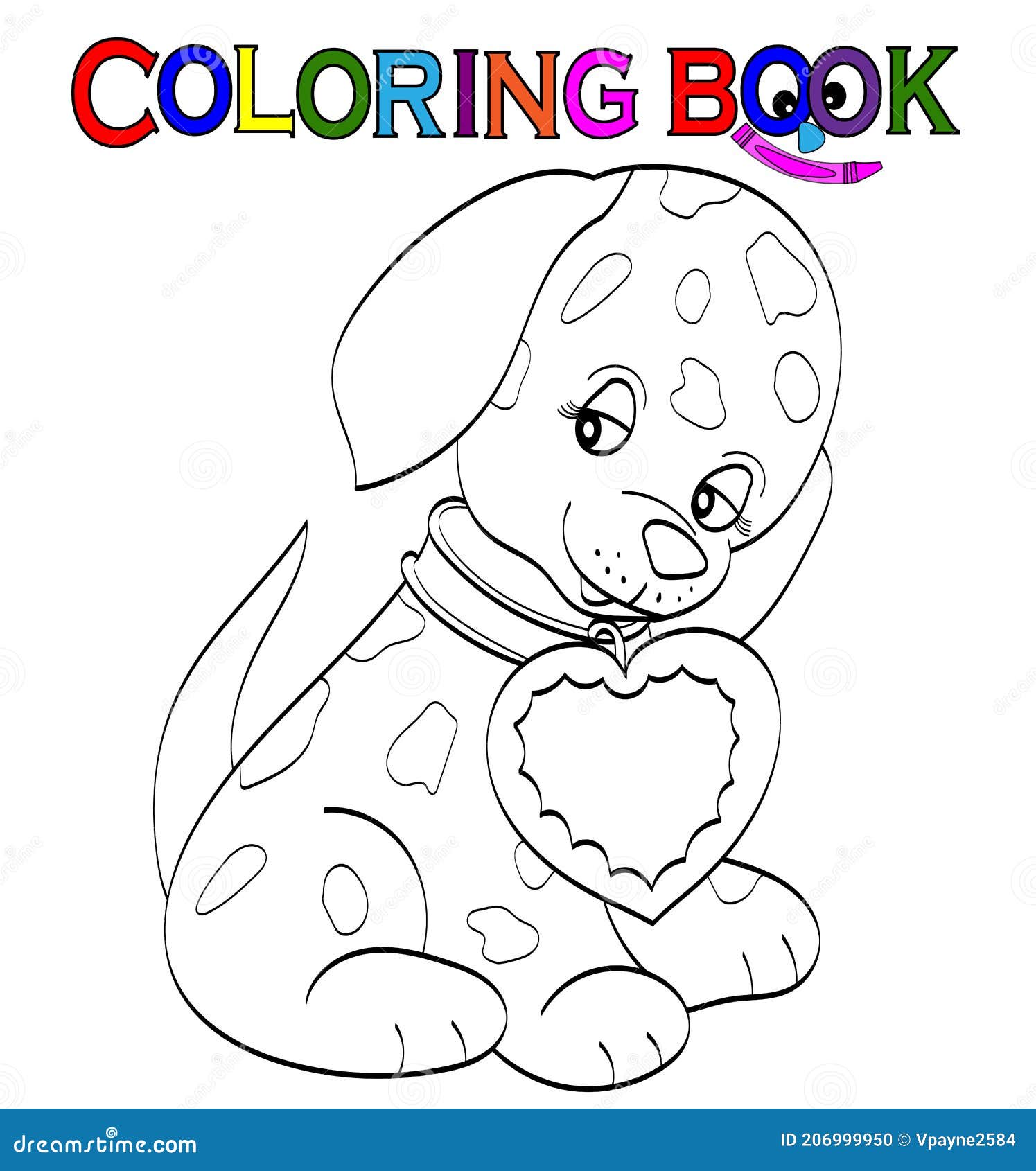 Coloring book puppy dog black and white vector outline stock illustration