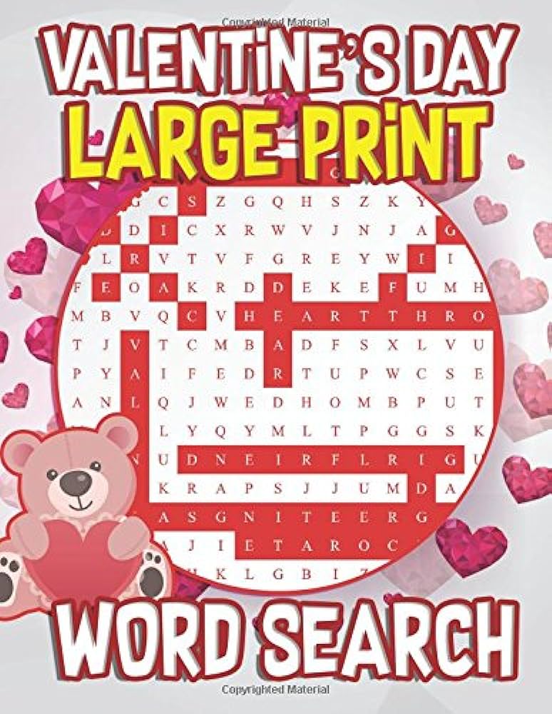 Valentines day large print word search valentines day themed word search puzzles