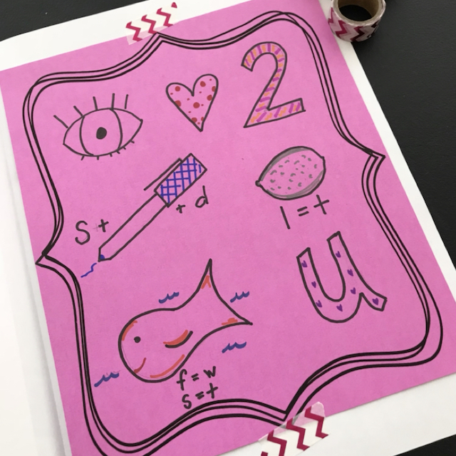 Valentines day rebus pop art heart activity