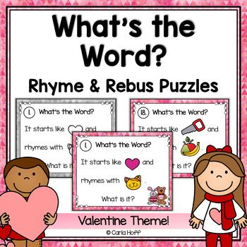 Valentine word puzzle task cards rhyme and rebus by carla hoff tpt