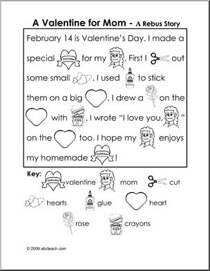 Valentine for mom bw rebus i