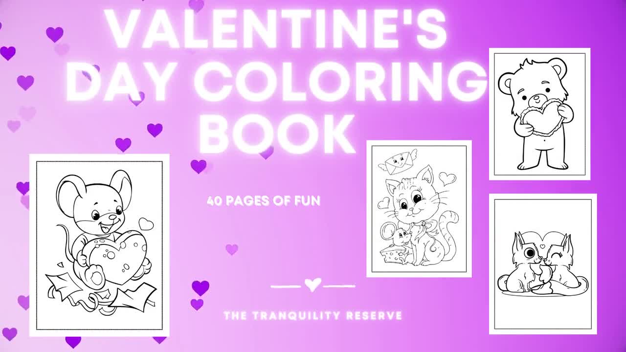 Valentines day coloring pages kids coloring instant download printable sheets