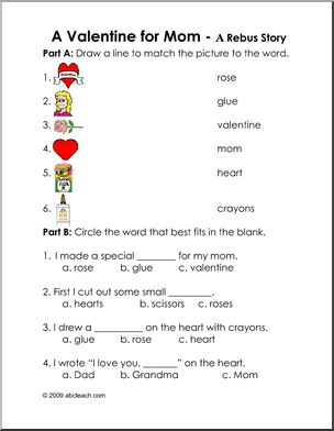 Valentine for mom color rebus i