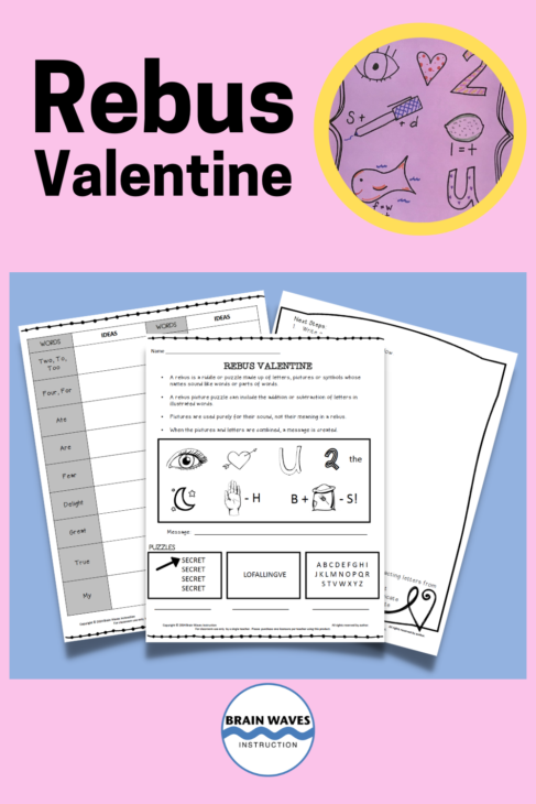 Valentines day rebus pop art heart activity