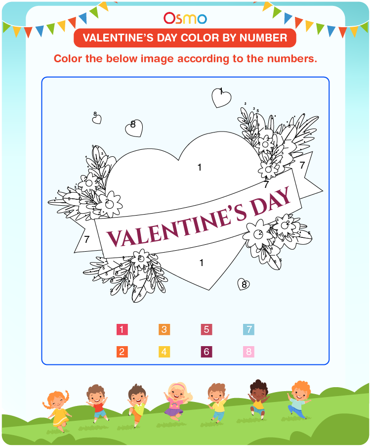 Valentines day color by number download free printables