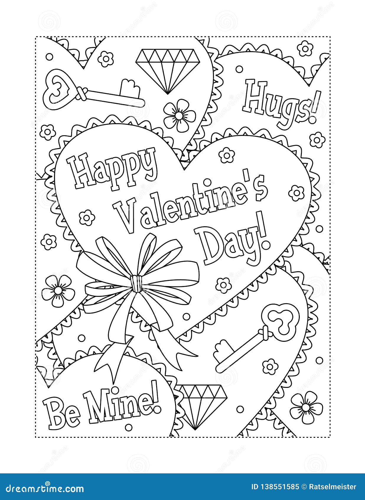 Valentines day coloring page stock vector