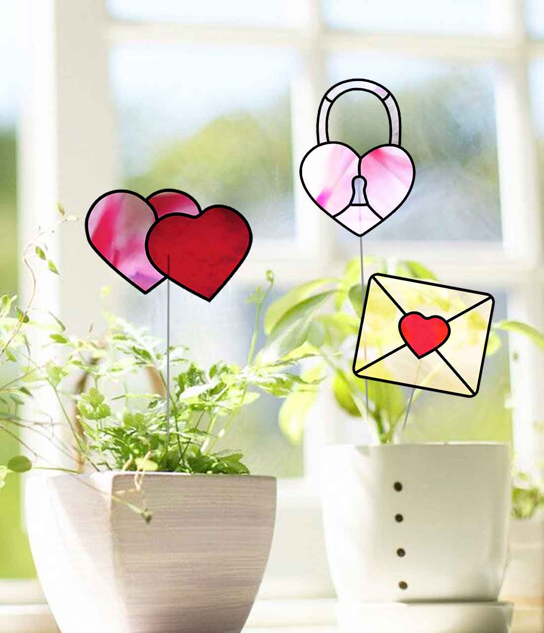 Big saint valentines day set stained glass pattern â stained glass patterns suncatchers