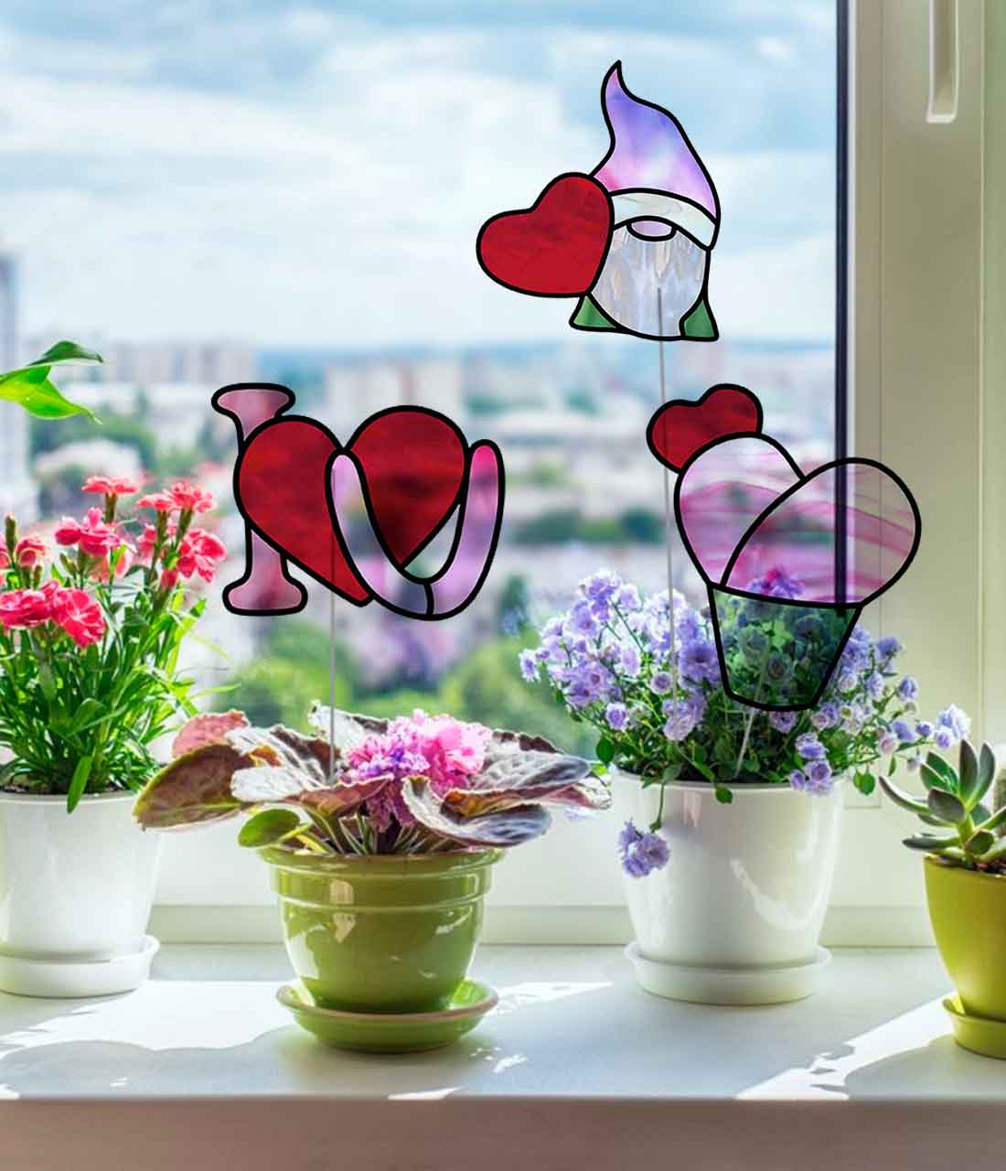 Big saint valentines day set stained glass pattern â stained glass patterns suncatchers