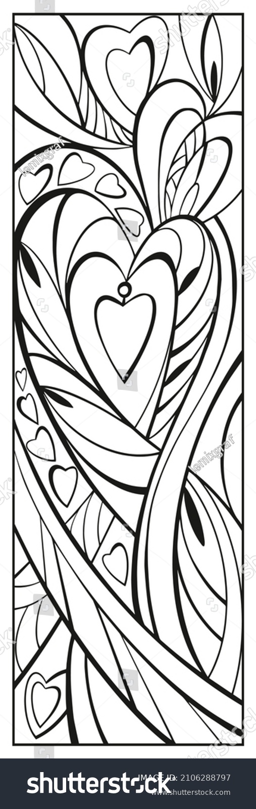 Romantic coloring page valentine day hearts stock vector royalty free