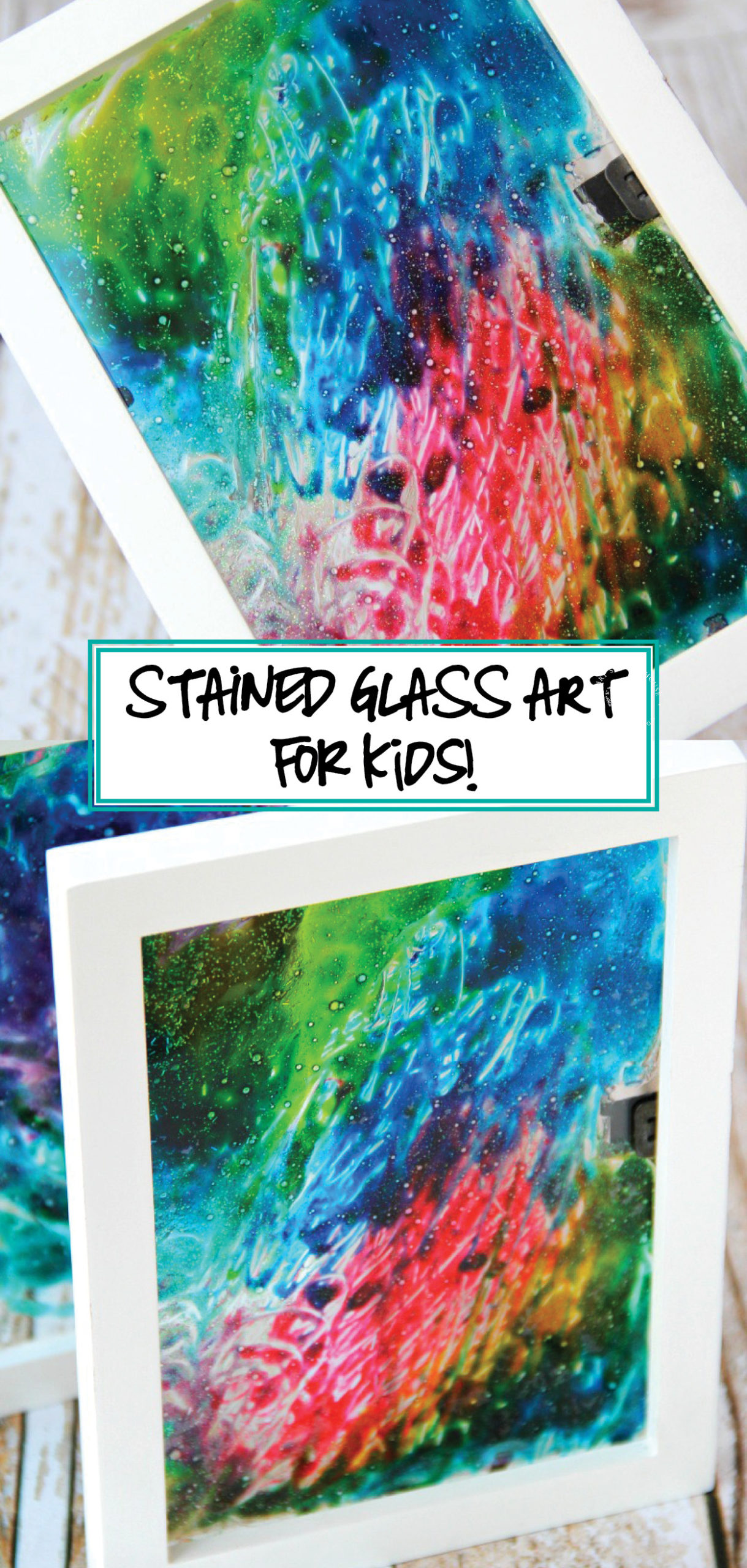 Stained glass art for for kids using food coloring and glue