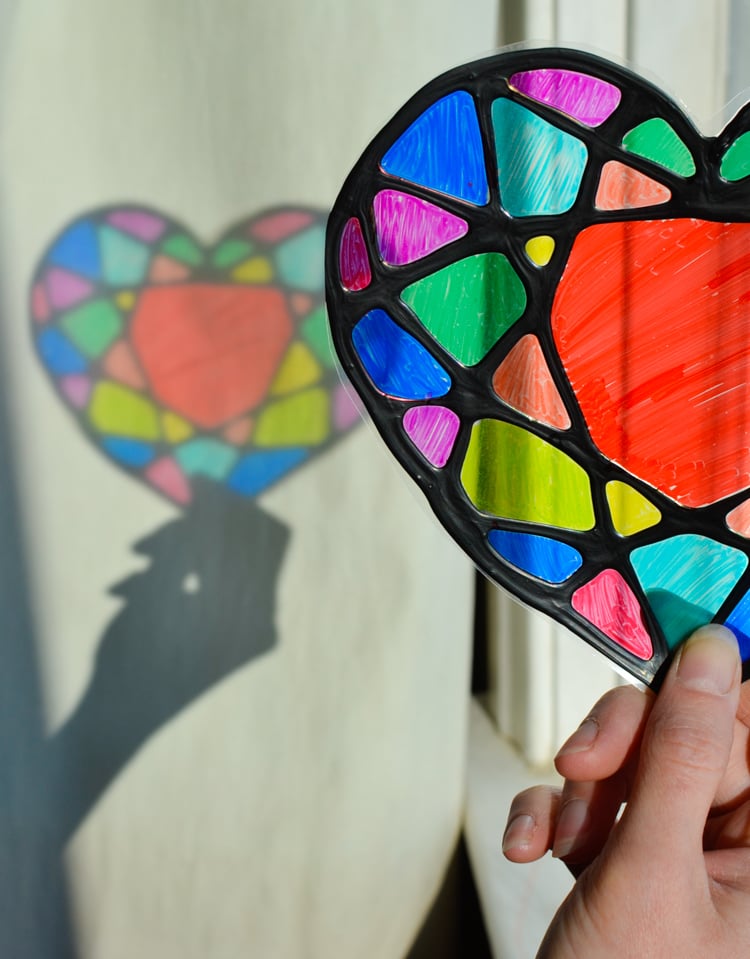 Stained glass heart suncatcher