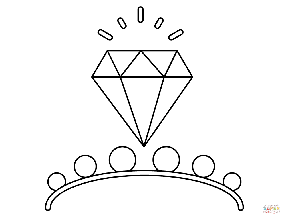 Valentines day tiara with diamond stone coloring page free printable coloring pages