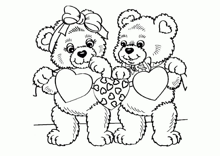 Coloring pages teddy bears for valentines day print free