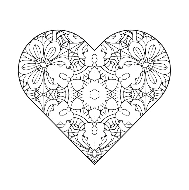 Premium vector heart coloring page valentines day coloring page adult coloring page coloring book for adults