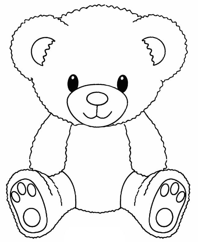 Teddy bear sitting coloring page
