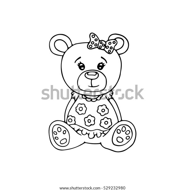 Outlined cute teddy bear coloring page stock vector royalty free