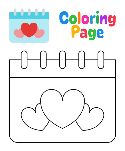 Premium vector coloring page with calendar for kids