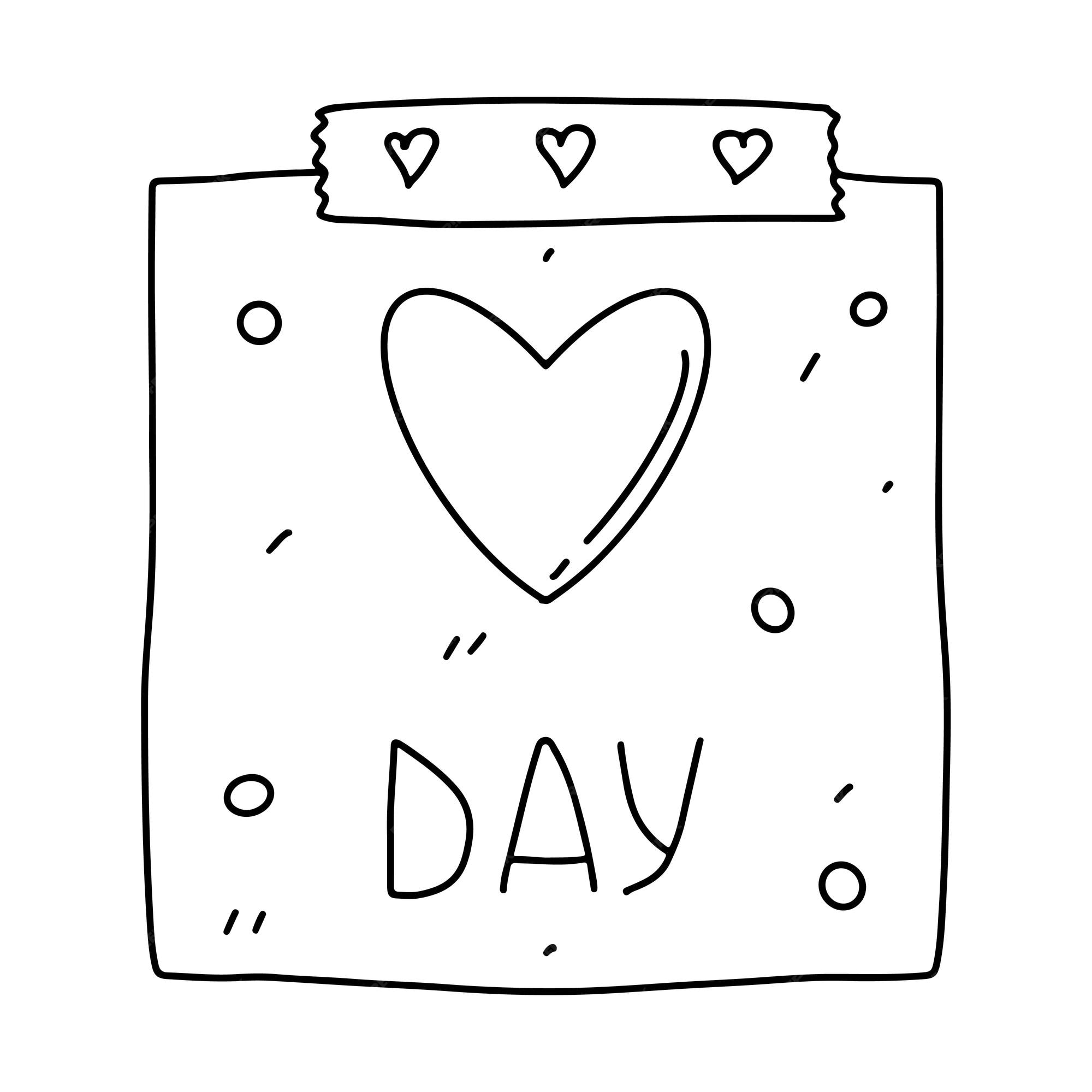 Premium vector valentine day calendar february vector illustration in hand drawn doodle style