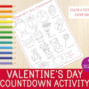 Valentines day countdown calendar printable valentines day countdown glue pepperoni on heart shaped pizza