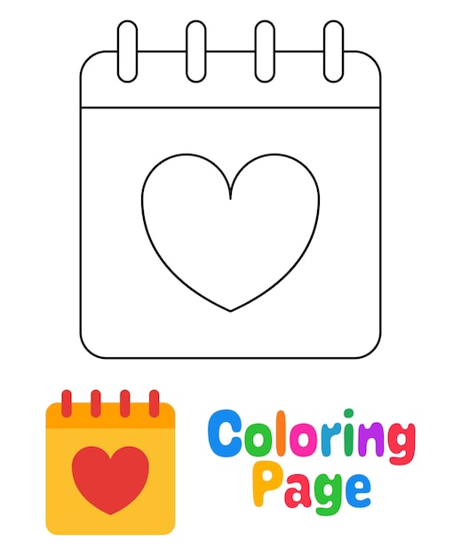 Premium vector coloring page with calendar for kids