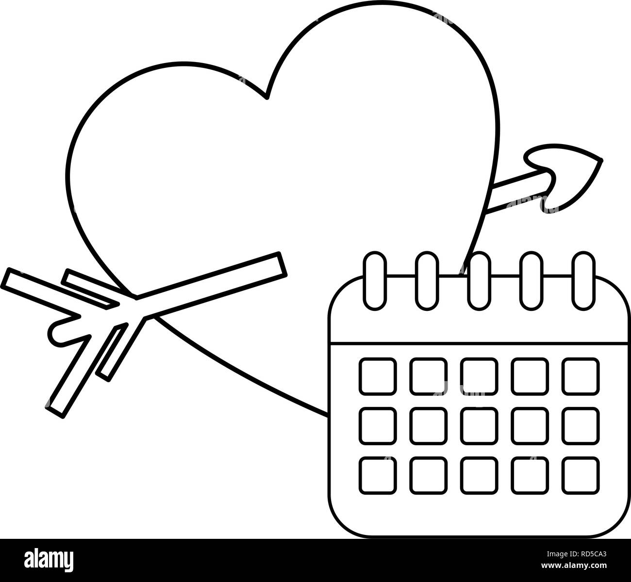 Heart calendar date black and white stock photos images