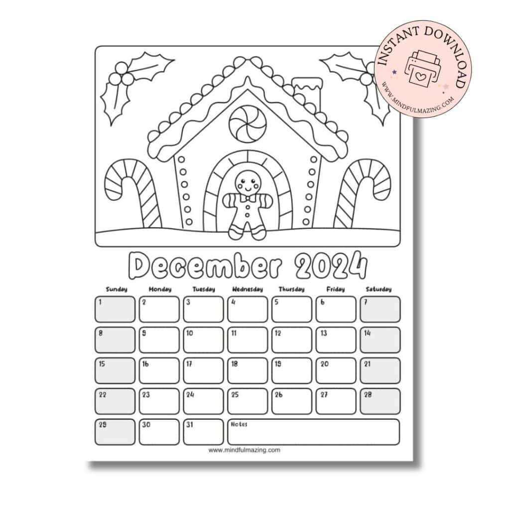 Free printable coloring calendar for kids in â