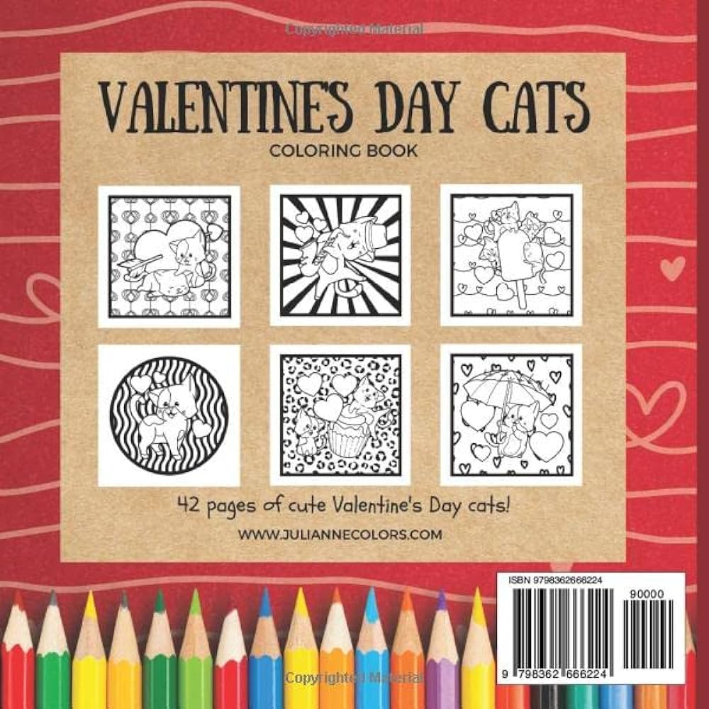 Valentines day cats coloring book an easy coloring book for adults or kids colors julianne books