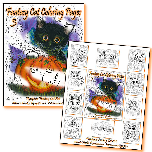 Fantasy cat coloring pages cat colouring book adult coloring halloween cat valentine cats christmas cats fantasy cat art