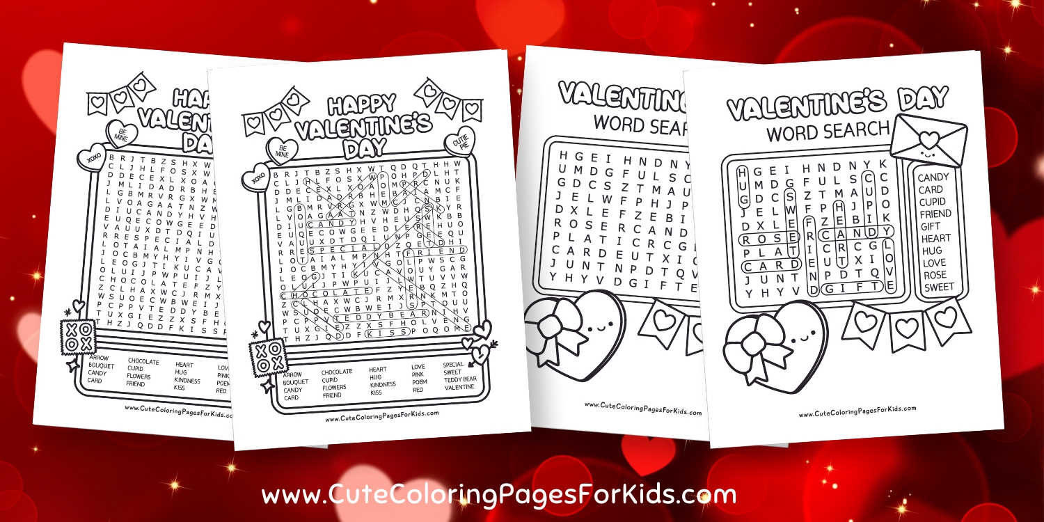 Free printable valentines day word search for kids