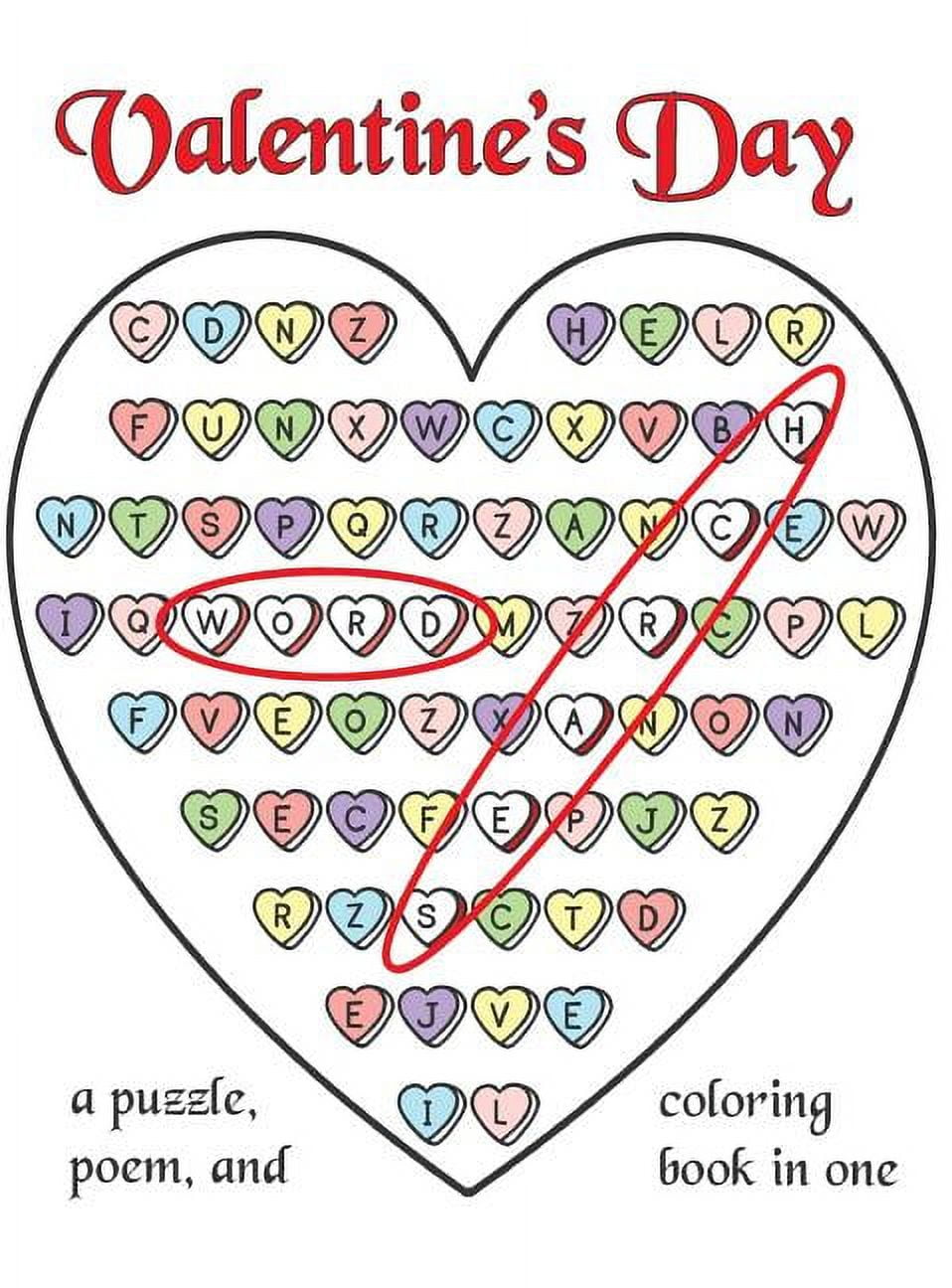 Valentines day word search a puzzle poem and coloring book in one hardcover