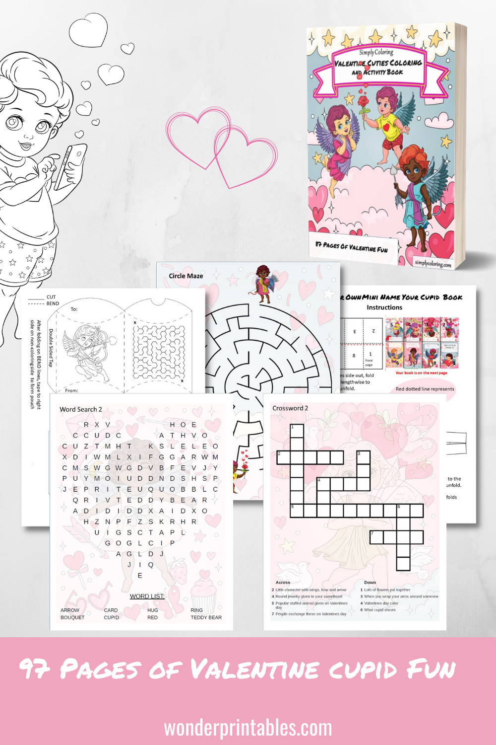 Valentine cuties coloring and activity book printable â wonder printables