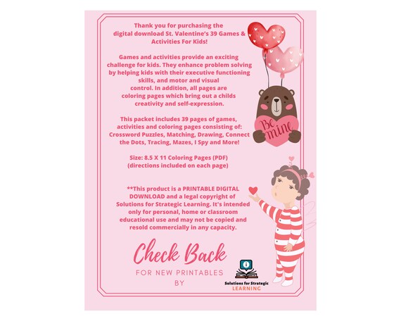 Saint valentines games activities for kids valentines