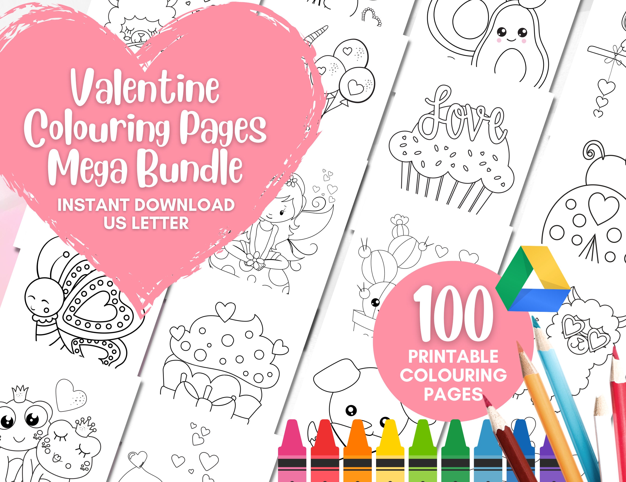 Valentine coloring pages for kids bundle toddler coloring pages kid coloring book valentine kids puns coloring pages for valentines day