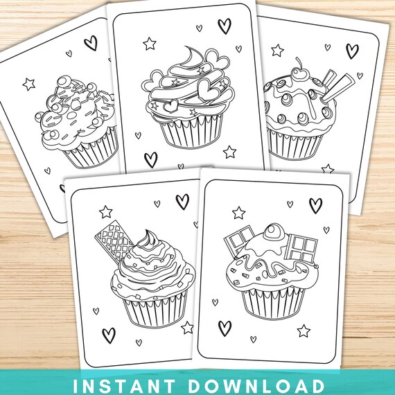 Cupcake coloring pages printable coloring pages cupcake birthday party activity birthday party kids coloring pages