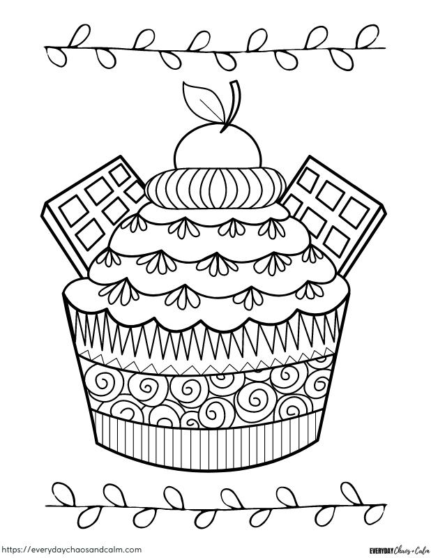 Free printable cupcake coloring pages