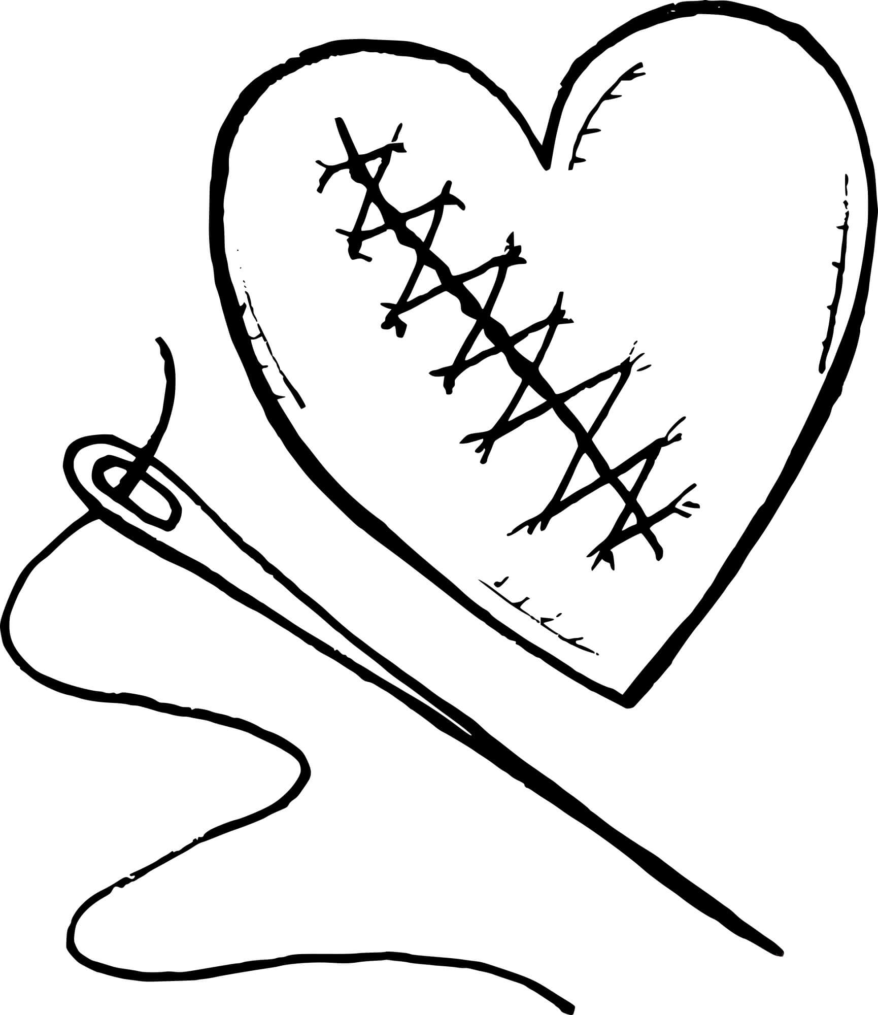 Valentines day broken heart coloring page