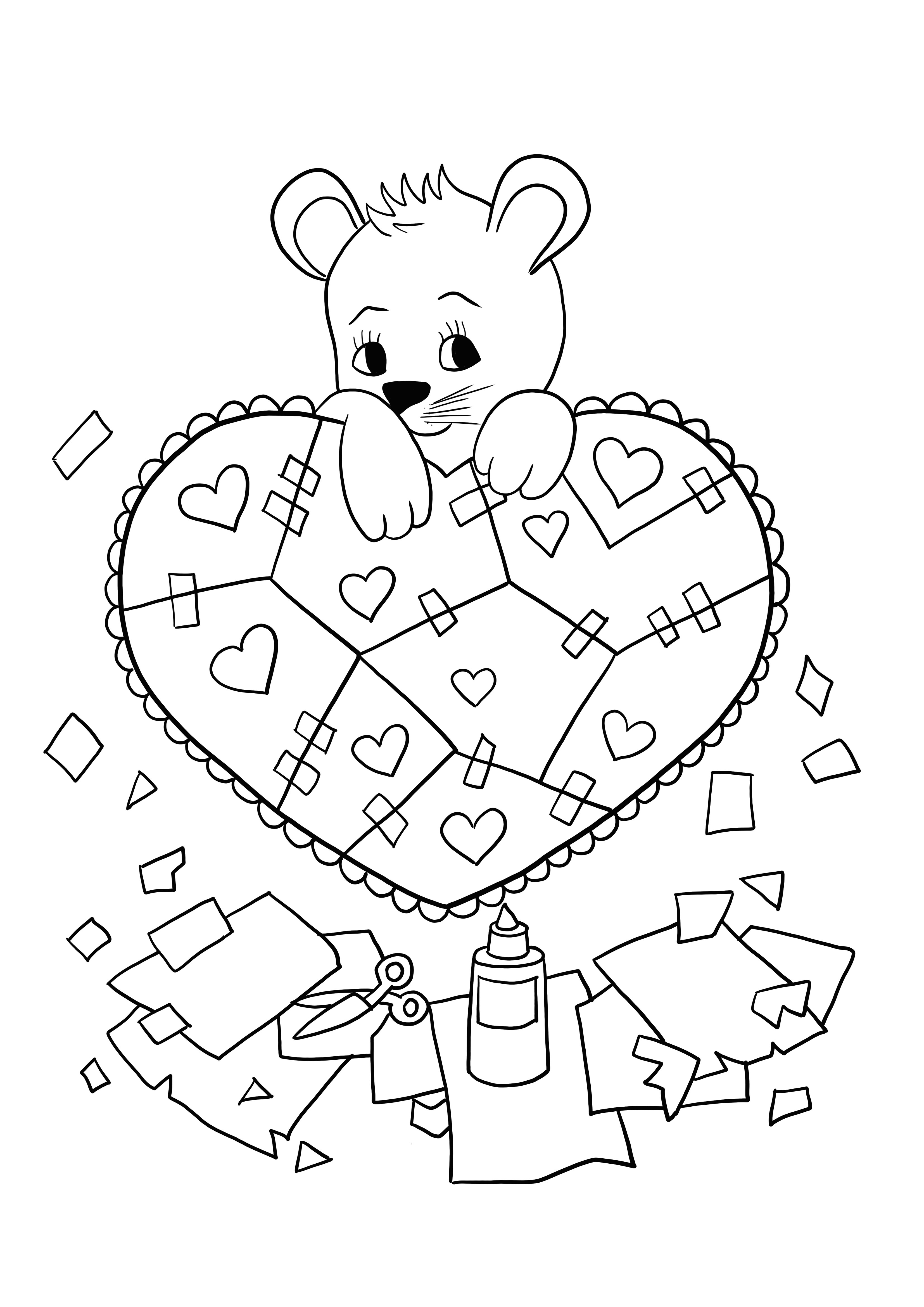 Valentines broken hearts pieces coloring and free