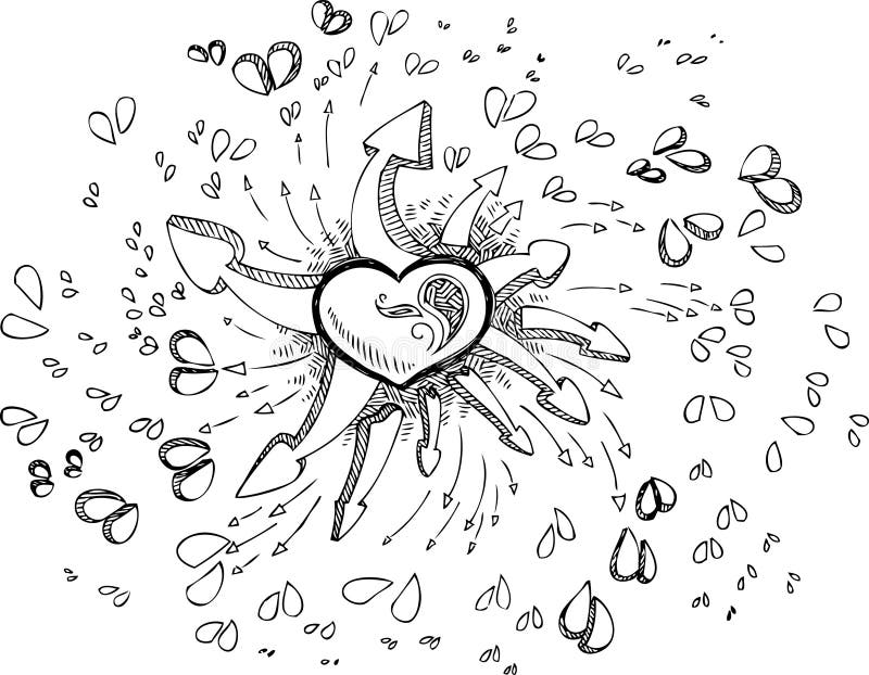 Coloring heart sketched doodle stock vector