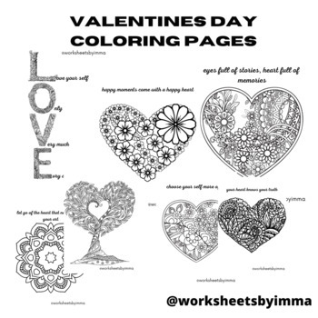 Printable happy valentines day coloring pages mandala hearts butterflies