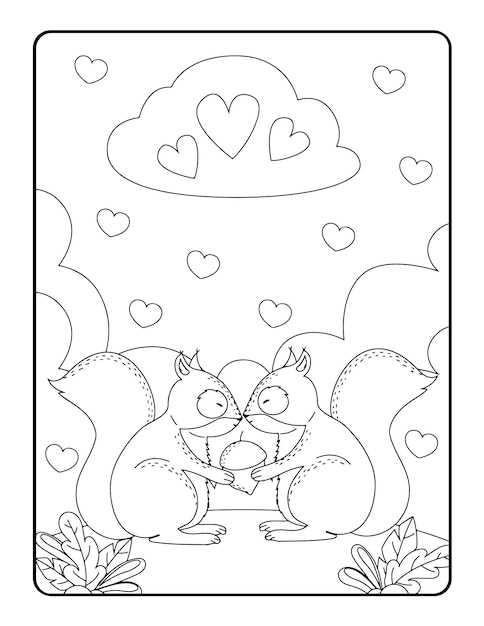 Premium vector christmas winter coloring valentines day coloring pages for kids love coloring page coloring book