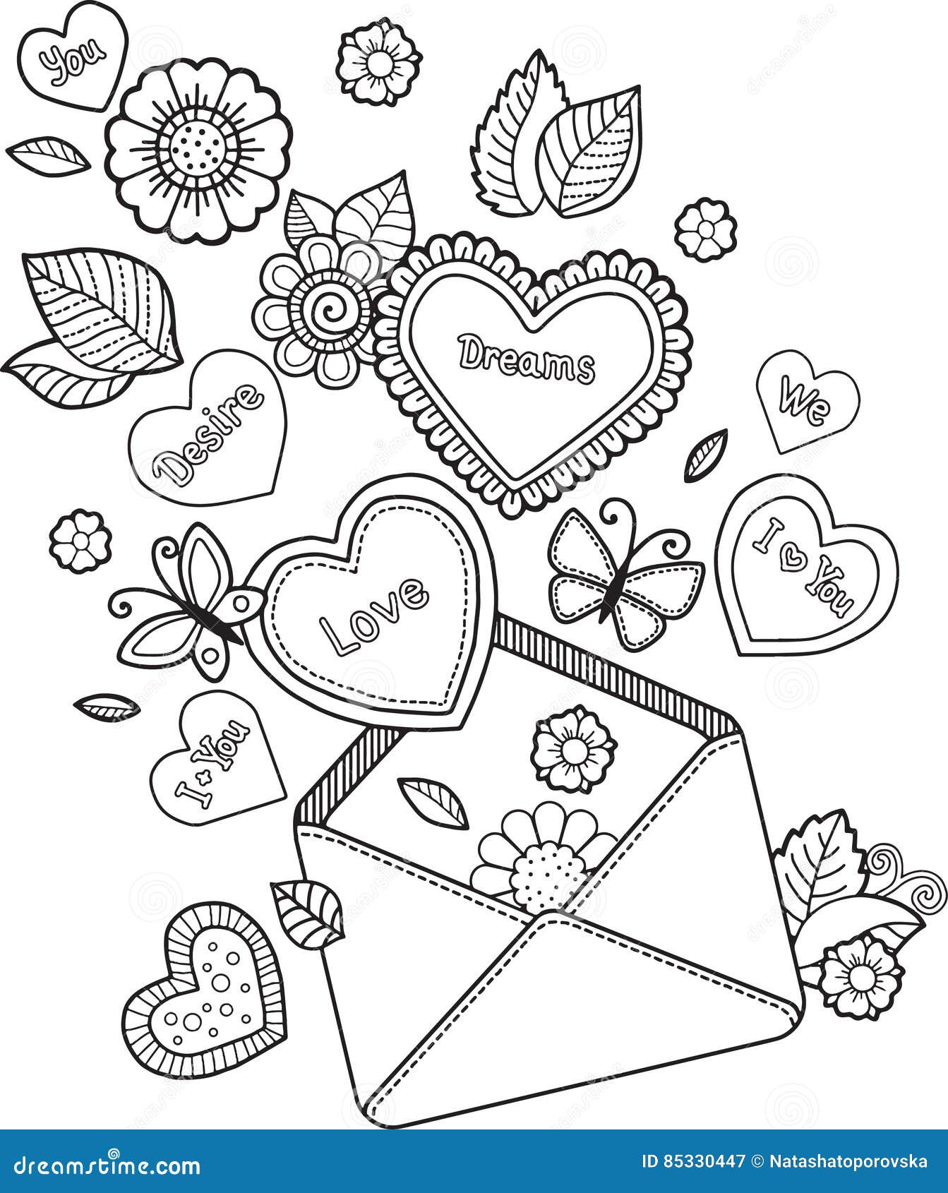 Coloring book for adult i love you stock vector